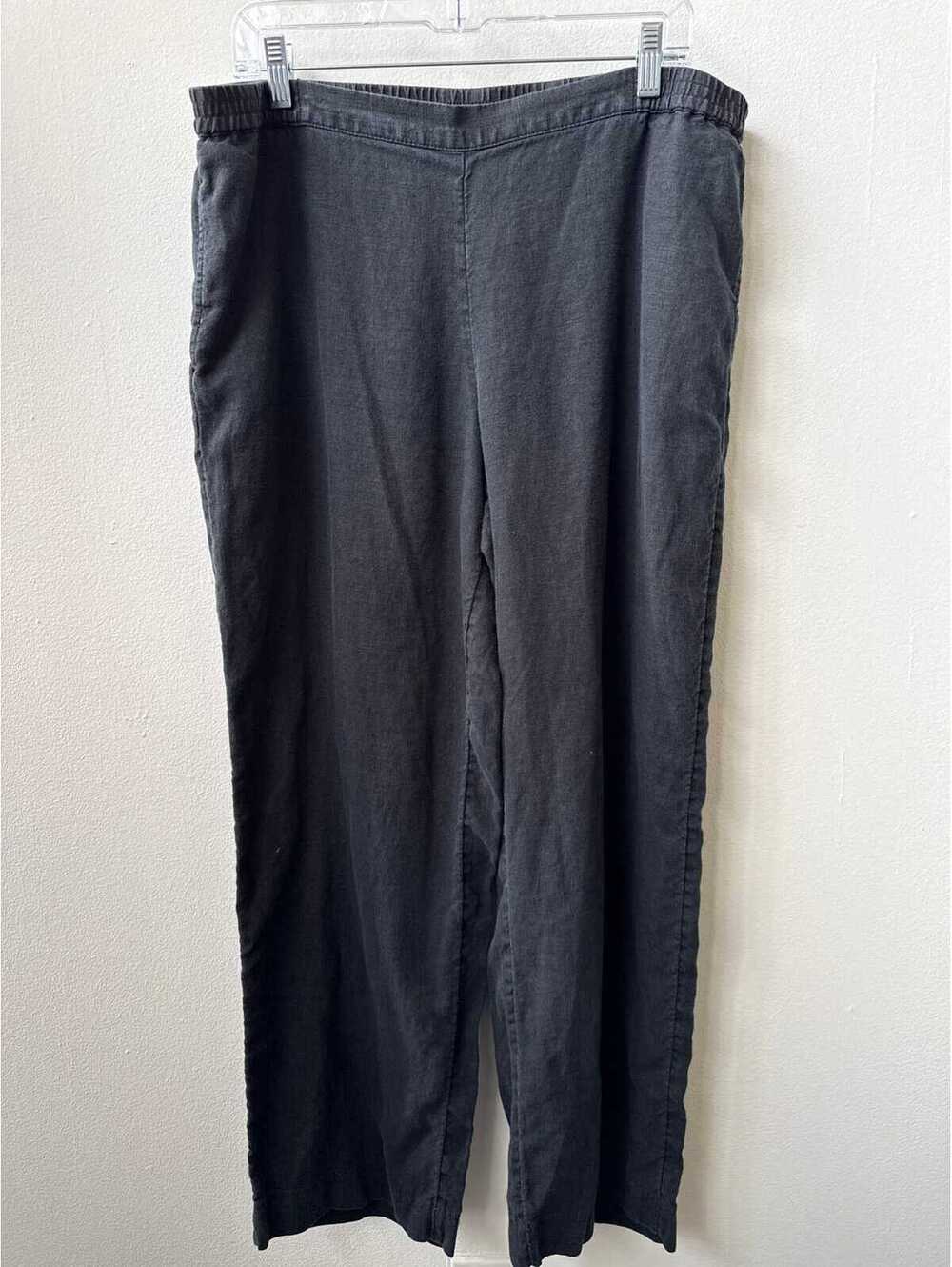 J.Jill 100% Linen Pull-On Pants Charcoal Gray Coastal Grandmother Large